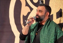 تصویر مراسم شب اول محرم 1404 1447 کربلایی جواد مقدم - هیئت خادم الرضا قم - ورزشگاه شهید حیدریان